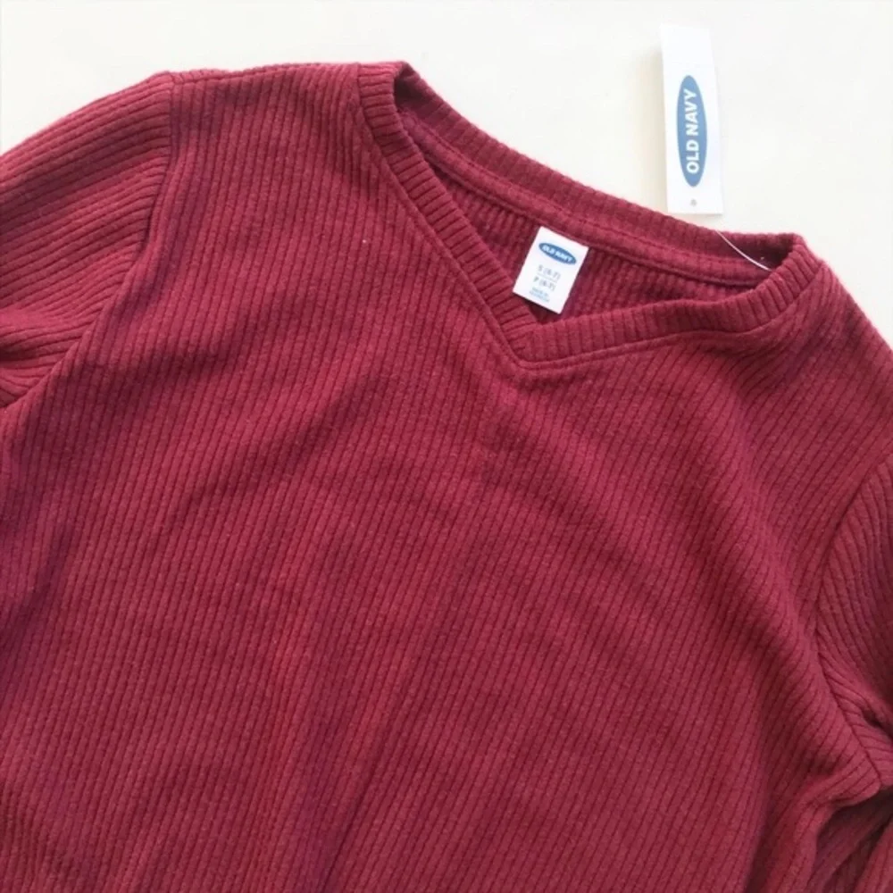Old Navy NWT wine soft ribbed knot top S(6/7Y)